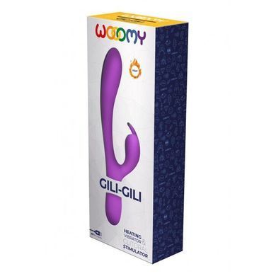 Вібратор-кролик Wooomy Gili-Gili Vibrator with Heat Purple, відросток з вушками, підігрів до 40&deg;С
