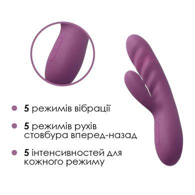 Вибратор-кролик Svakom Avery Lilac с двигающимся стволом, движение вперед-назад