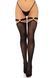 Чулки Leg Avenue Thigh highs with garter top, One Size, черные, с эластичными подвязками на кольцах
