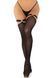 Чулки Leg Avenue Thigh highs with garter top, One Size, черные, с эластичными подвязками на кольцах