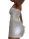 Мини-платье D&A, M, white, nylon-lycra открытые плечи с молнией на всю длину