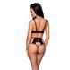 Комплект белья Passion TASMINA SET XXL/XXXL black, лиф, высокие трусики с корсетом сзади