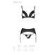 Комплект из эко-кожи Passion MILEY SET L/XL, black, трусики, бюстгальтер, пояс для чулок