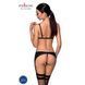 Комплект из эко-кожи Passion MILEY SET L/XL, black, трусики, бюстгальтер, пояс для чулок