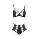 Комплект белья Passion TASMINA SET XXL/XXXL black, лиф, высокие трусики с корсетом сзади