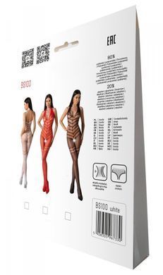 Бодистокинг с плетением на животике Passion BS100 One Size, white, декоративный шов, с доступом