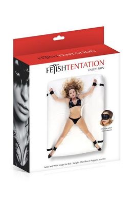 Фиксатор рук и ног для кровати Fetish Tentation Ankle and Wrist Straps for Bad с маской на глаза