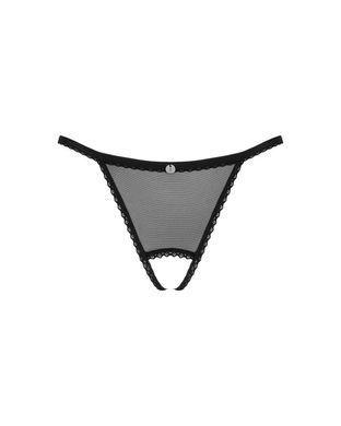 Прозорі стрінги з доступом Obsessive Celia Noir crotchless thong XS/S