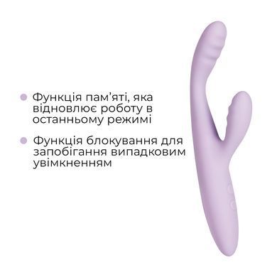 Тонкий кролик-вибратор Svakom Cici+ 2 Lilac, управление со смартфона, подогрев до 38 &deg;C