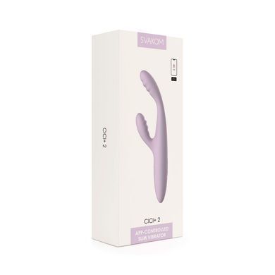Тонкий кролик-вибратор Svakom Cici+ 2 Lilac, управление со смартфона, подогрев до 38 &deg;C