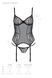 Корсет Passion LEAFA CORSET black L/XL, мягкие чашки, зажимы для чулок, стринги в комплекте