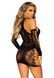 Мини-платье Leg Avenue Mini dress and matching gloves, One Size, черное, митенки в комплекте