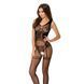 Бодістокінг Passion BS052 black, комбінезон, імітація корсета з підтяжками, панчох і трусиків