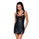 Бебі-дол з еко-шкіри та мережива Passion LOONA CHEMISE S/M, black