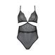 Боді Passion AMBERLY BODY 4XL/5XL black, асиметричний крій, мереживний ліф, золота нитка