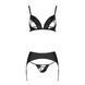 Комплект из эко-кожи Passion MILEY SET S/M, black, трусики, бюстгальтер, пояс для чулок