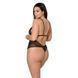 Боді Passion AMBERLY BODY 4XL/5XL black, асиметричний крій, мереживний ліф, золота нитка