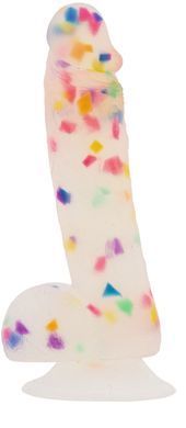 Фаллоимитатор с конфетти ADDICTION - PARTY MARTY 7.5&Prime; - FROST & CONFETTI, 19 см, силикон
