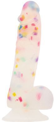 Фаллоимитатор с конфетти ADDICTION - PARTY MARTY 7.5&Prime; - FROST & CONFETTI, 19 см, силикон