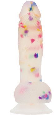 Фаллоимитатор с конфетти ADDICTION - PARTY MARTY 7.5&Prime; - FROST & CONFETTI, 19 см, силикон