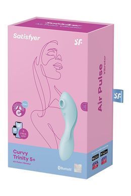 Вакуумный смарт-стимулятор с вибрацией Satisfyer Curvy Trinity 5 (Blue), управление со смартфона