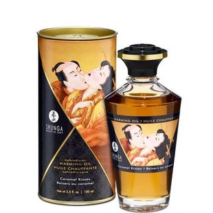 Разогревающее масло Shunga Aphrodisiac Warming Oil - Caramel Kisses (100 мл) без сахара, вкусный