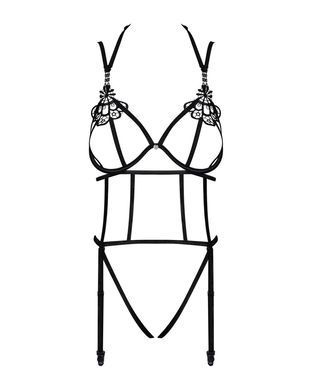 Боді зі стреп із доступом Obsessive Badossa crotchless teddy S/M, чорний