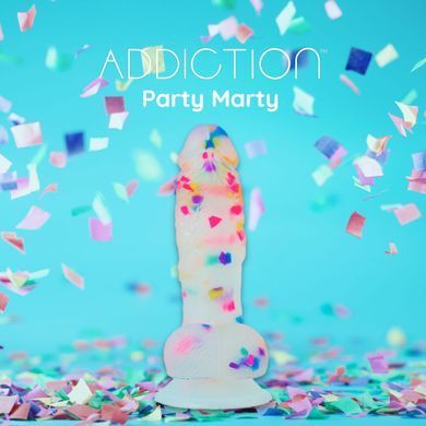 Фаллоимитатор с конфетти ADDICTION - PARTY MARTY 7.5&Prime; - FROST & CONFETTI, 19 см, силикон