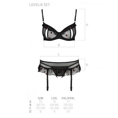 Сексуальный комплект с поясом для чулок Passion LOVELIA SET XXL/XXXL, black