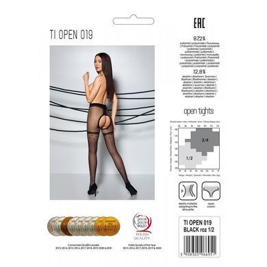 Колготки с открытым доступом, имитация чулок Passion TIOPEN 019 black 3/4 (20 den)