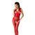 Бодистокинг Passion BS052 red, комбинезон, имитация корсета с подтяжками, чулок и трусиков