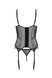 Корсет Passion LEAFA CORSET black S/M, мягкие чашки, зажимы для чулок, стринги в комплекте