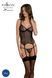 Корсет Passion LEAFA CORSET black S/M, мягкие чашки, зажимы для чулок, стринги в комплекте