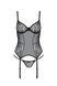 Корсет Passion LEAFA CORSET black S/M, мягкие чашки, зажимы для чулок, стринги в комплекте