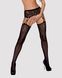 Чулки-стокинги с растительным рисунком Obsessive Garter stockings S206 black S/M/L черные, имитация
