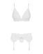 Кружевной комплект белья Obsessive 810-SEG-2 S/M White, бюстгальтер, стринги, пояс для чулок