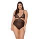 Боді Passion AMBERLY BODY 6XL/7XL black, асиметричний крій, мереживний ліф, золота нитка