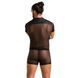 Комплект сетчатого мужского белья Passion 052 SET MICHAEL S/M black, рубашка, боксеры, заклепки