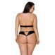 Комплект из экокожи Passion MALWIA SET with Open Bra 6XL/7XL black, топ и трусики с люверсами