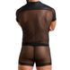 Комплект сетчатого мужского белья Passion 052 SET MICHAEL S/M black, рубашка, боксеры, заклепки