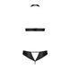 Комплект из экокожи Passion MALWIA SET with Open Bra 6XL/7XL black, топ и трусики с люверсами