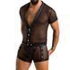 Комплект сетчатого мужского белья Passion 052 SET MICHAEL S/M black, рубашка, боксеры, заклепки