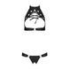 Комплект из экокожи Passion MALWIA SET with Open Bra 6XL/7XL black, топ и трусики с люверсами