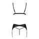 Комплект из эко-кожи Passion MILEY SET XXL/XXXL, black, трусики, бюстгальтер, пояс для чулок