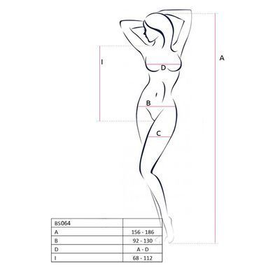 Бодистокинг Passion BS064 One Size, Black, боди, закрытое плечо, открытый доступ