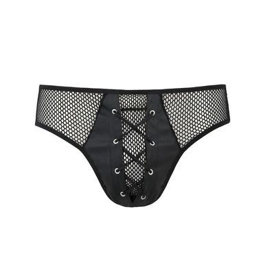 Мужские трусы со шнуровкой Passion 035 SLIP RICHARD L/XL Black, экокожа, сетка