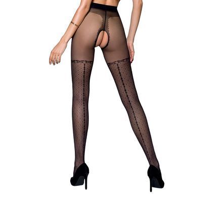Колготки с открытым доступом, имитация чулок Passion TIOPEN 014 3/4 (20 den), black