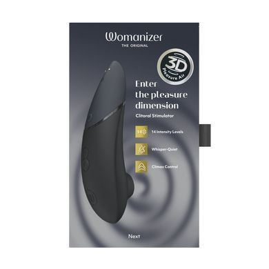 Вакуумный клиторальный стимулятор Womanizer Next Black, 3D Pleasure Air, 14 уровней интенсивности