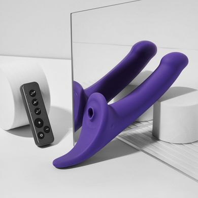 Вибронасадка для страпона с вакуумной стимуляцией Strap-On-Me Multi Orgasm Dildo S Purple
