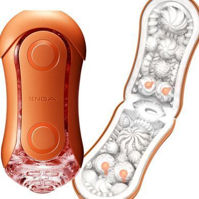 Мастурбатор Tenga Flip Orb &mdash; Sunset Orange, з можливістю зміни тиску та стимулювальними кульками всередині